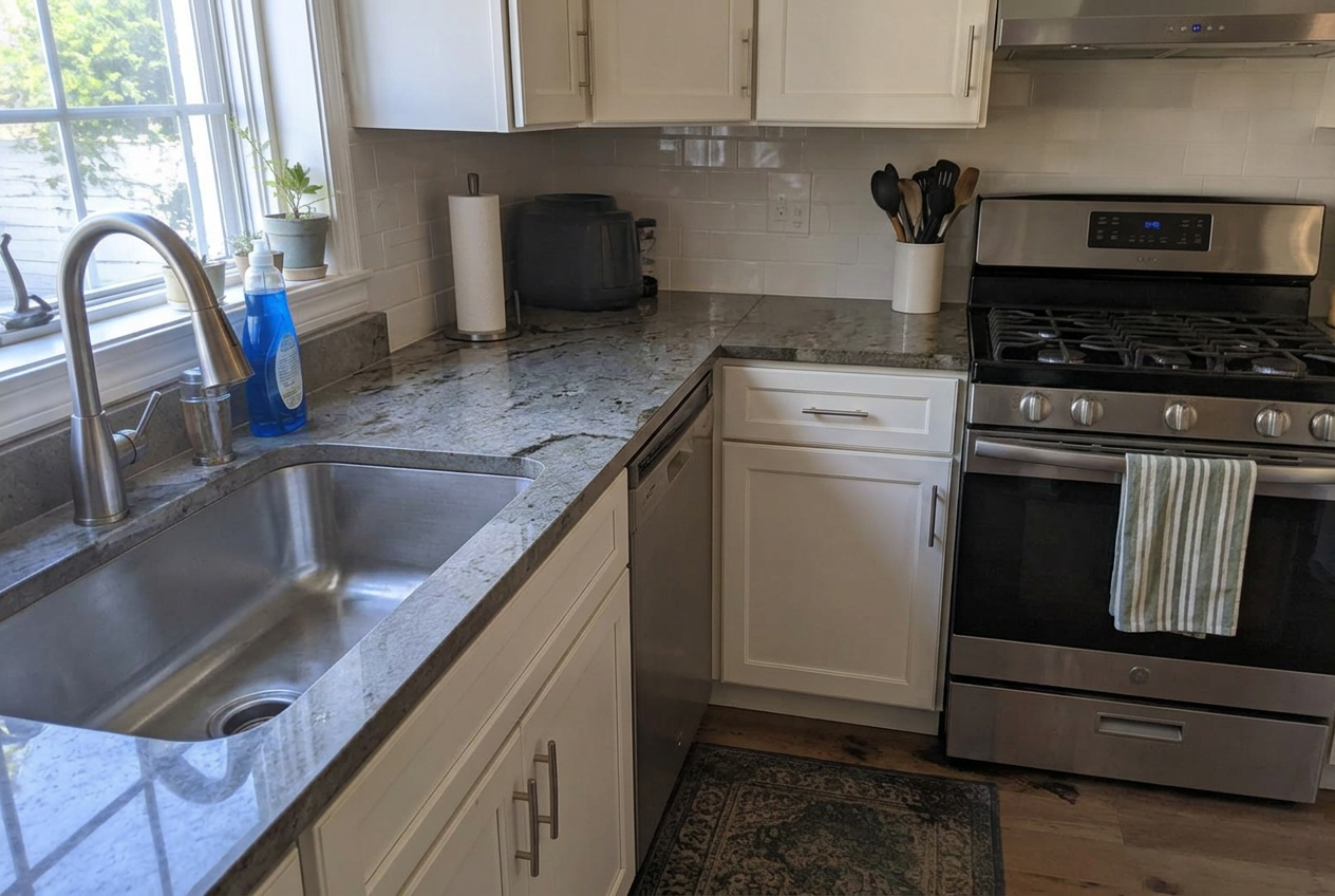 Spotless kitchen after cleaning