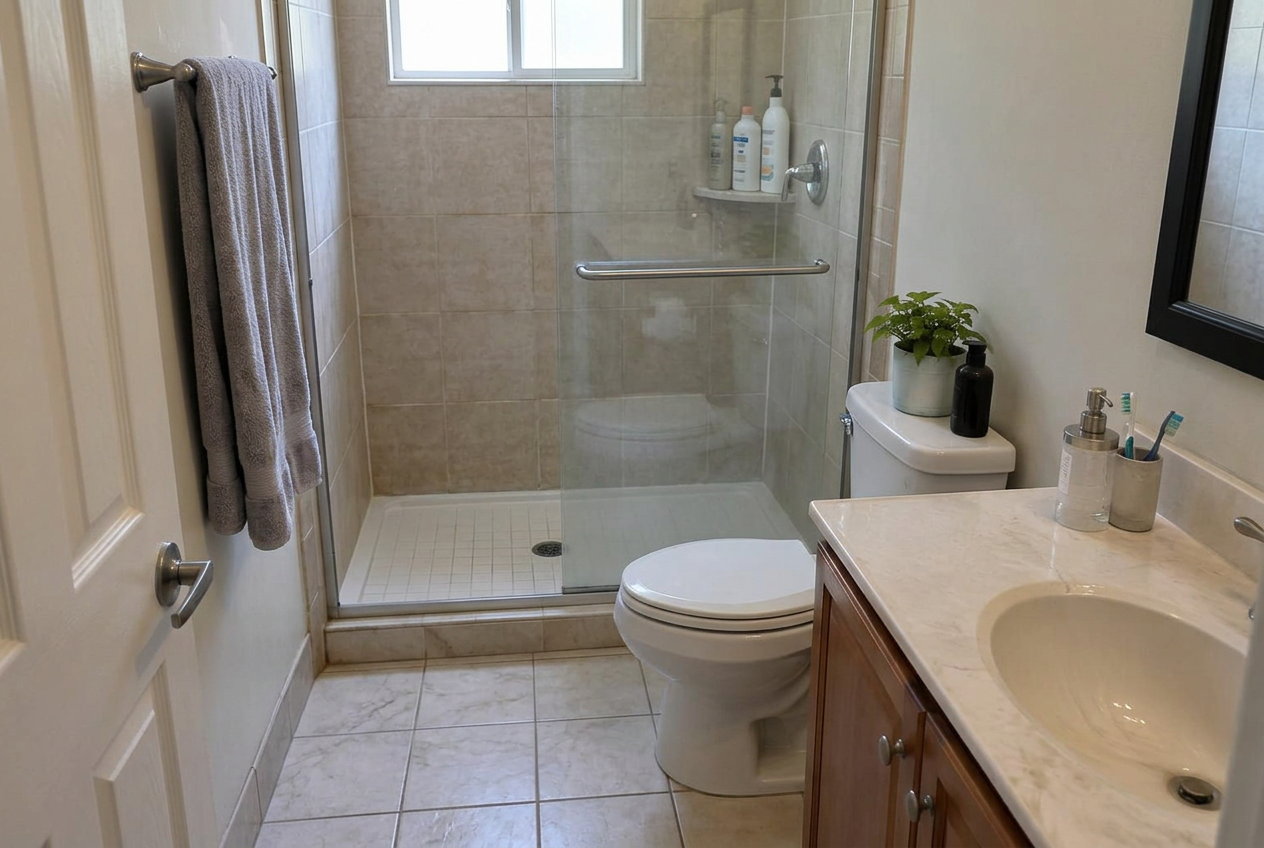 Freshly scrubbed bathroom